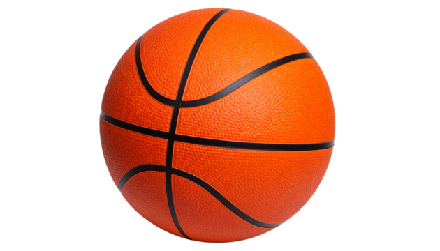 Basketball PNG, Realistic Orange Sports Ball with Texture and Lines, Transparent Background, Indoor and Outdoor Game Equipment