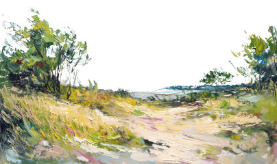 Fototapeta premium PNG Beach landscape painting outdoors.