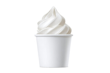 Soft Serve Ice Cream in White Paper Cup, isolated on white transparent background