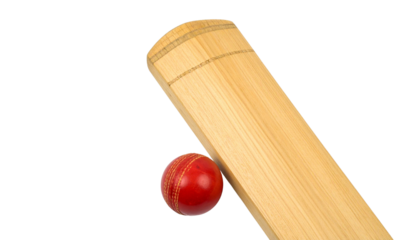 Cricket Bat and Ball PNG, Realistic Sports Equipment, Transparent Background, Outdoor Game Icon