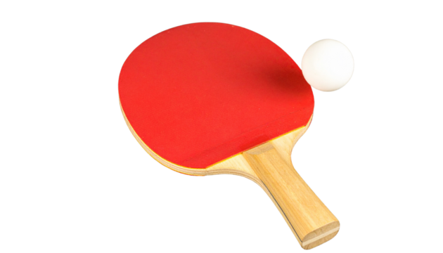 Ping Pong Paddle and Ball PNG, Table Tennis Racket with White Ball, Transparent Background, Sports Equipment Icon
