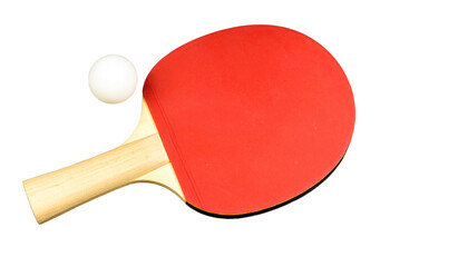 Ping Pong Paddle and Ball PNG, Table Tennis Racket with White Ball, Transparent Background, Sports Equipment Icon