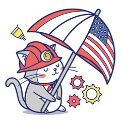 Worker’s Pride colored Sphynx cat with a Gentle touch, placed in a Labor Day theme and styled with under an umbrella