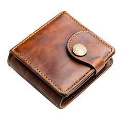 brown leather wallet isolated