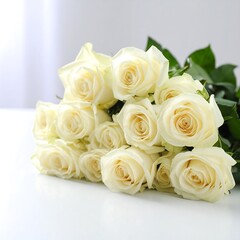 Obraz premium Bouquet of white roses on a table