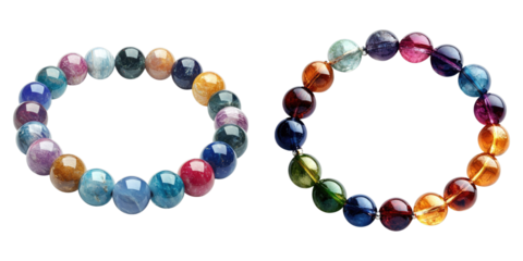 Set of gemstone bracelet isolated on transparent background