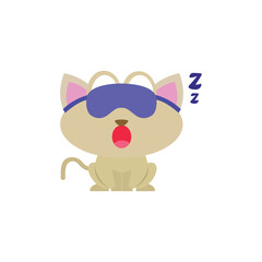Sleeping Cat with Eye Mask. Vector
