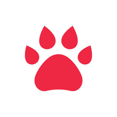 Red cat paw print icon. Vector