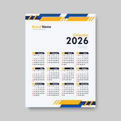 happy new year 2026 calendar template design