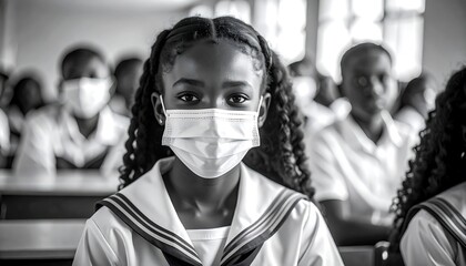 Focused student in classroom during pandemic