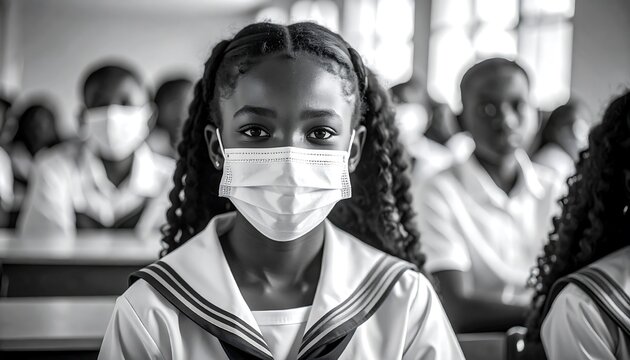 Focused student in classroom during pandemic