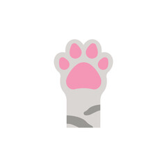 Pink cat paw raised up. Vector