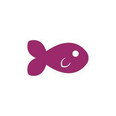 Minimal fish icon purple. Vector