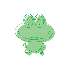Happy frog cartoon face. Vector