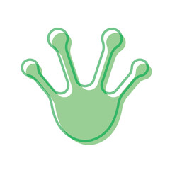 Green frog footprint icon. Vector