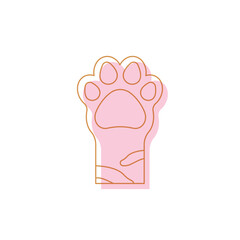 Pink cat paw up icon. Vector