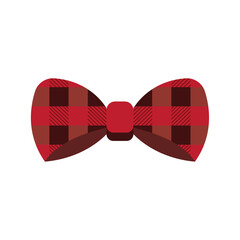 Red plaid bow tie. Vector