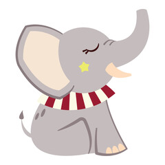 Grey circus elephant. Vector