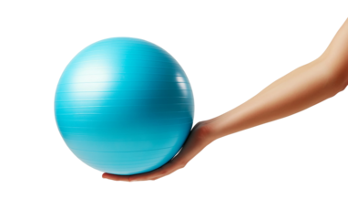 Close up of a hand gripping an exercise ball representing stability flexibility and physical conditioning isolated on transparent background PNG