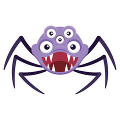 Purple spider with eyes. Vector
