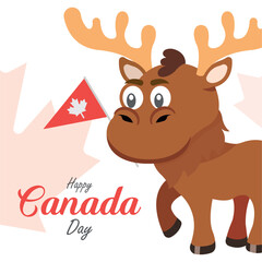 Happy Canada Day moose flag. Vector