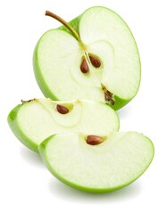 Green apple slices closeup