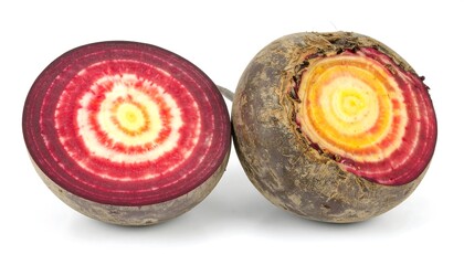 Colorful sliced beetroot display