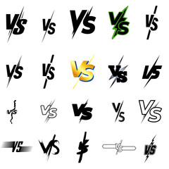Versus V/S 20 vector set competition fight battle challenge championship duel match game sport background editable and can add colour and changeable.