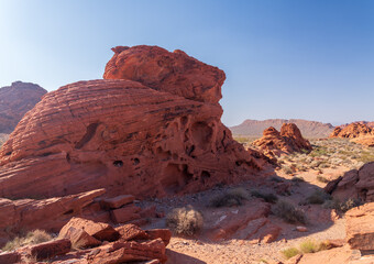 Dramatic red sandstone formations in Valley of Fire state park Nevada