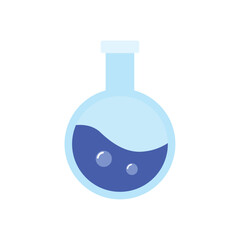 Blue round flask bottle. Vector