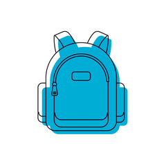 Blue backpack outline style. Vector