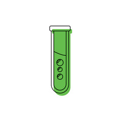 Green test tube outline. Vector
