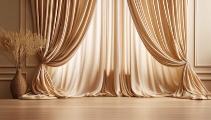 elegant beige drapes creating a warm and inviting ambiance