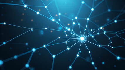 Interconnected Nodes A Network of Digital Connectivity and Data Flow in Blue Hues