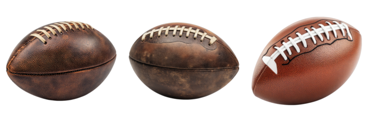 Set of American football isolated on transparent background