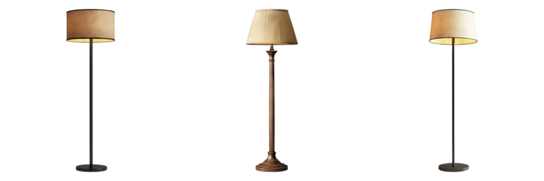 Set of floor lamp isolated on transparent background - Powered by Adobe