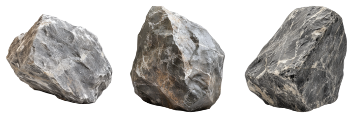 Set of flint stone isolated on transparent background