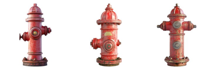 Set of fire hydrant isolated on transparent background