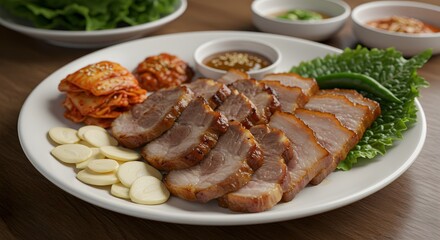 "맛있는 한국 삼겹살 바비큐"