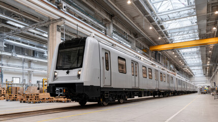modern production line efficiently assembles autonomous trains in stateoftheart factory