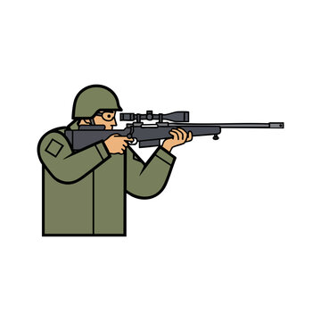 sniper aiming rifle, green uniform clip art preview