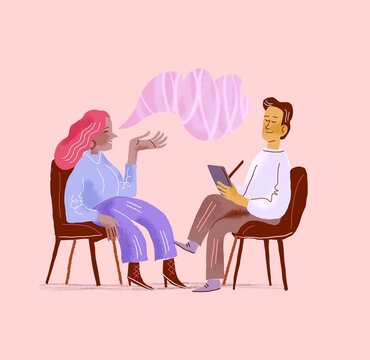 Man interviewing woman 