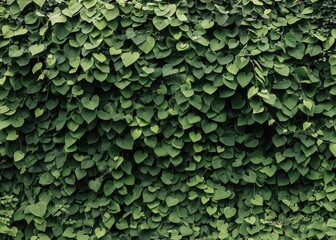 Lush green heart-shaped foliage covering wall