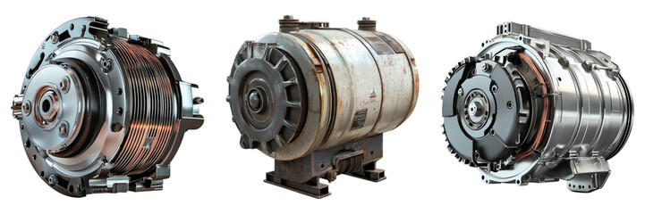 Set of electric motor isolated on transparent background