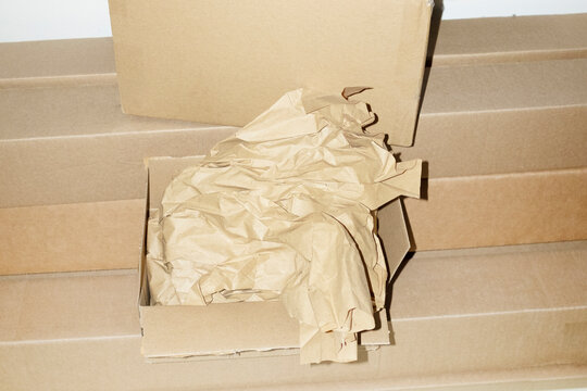 Brown cardboard package mail postal delivery boxes with flashlight