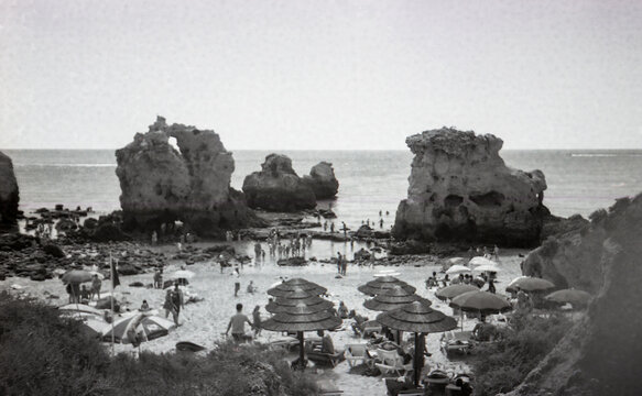 35 mm film photo of Praia do Castelo from above, Algarve