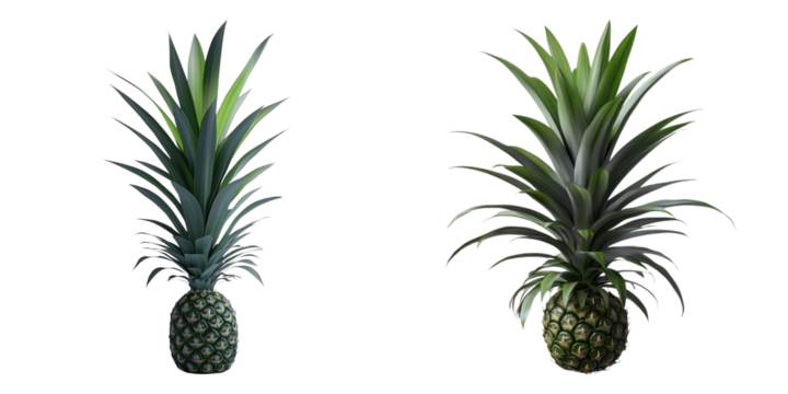 Set of dwarf pineapple isolated on transparent background