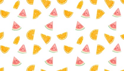 Fruit slices pattern on white