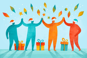 Concept of corporative Christmas celebrating 
