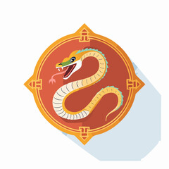 Obraz premium Vector illustration of a cute cartoon Chinese snake, featuring vibrant colors and smooth lines, blending traditional cultural elements with playful, whimsical design in a fun, scalable digital artwork